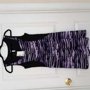 Kensie Purple/Black/White Sleeveless Dress. Size S. Side Zipper. Front Pockets